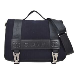 Chanel Nylon Sport Line Flap Wool Messenger Bag Black